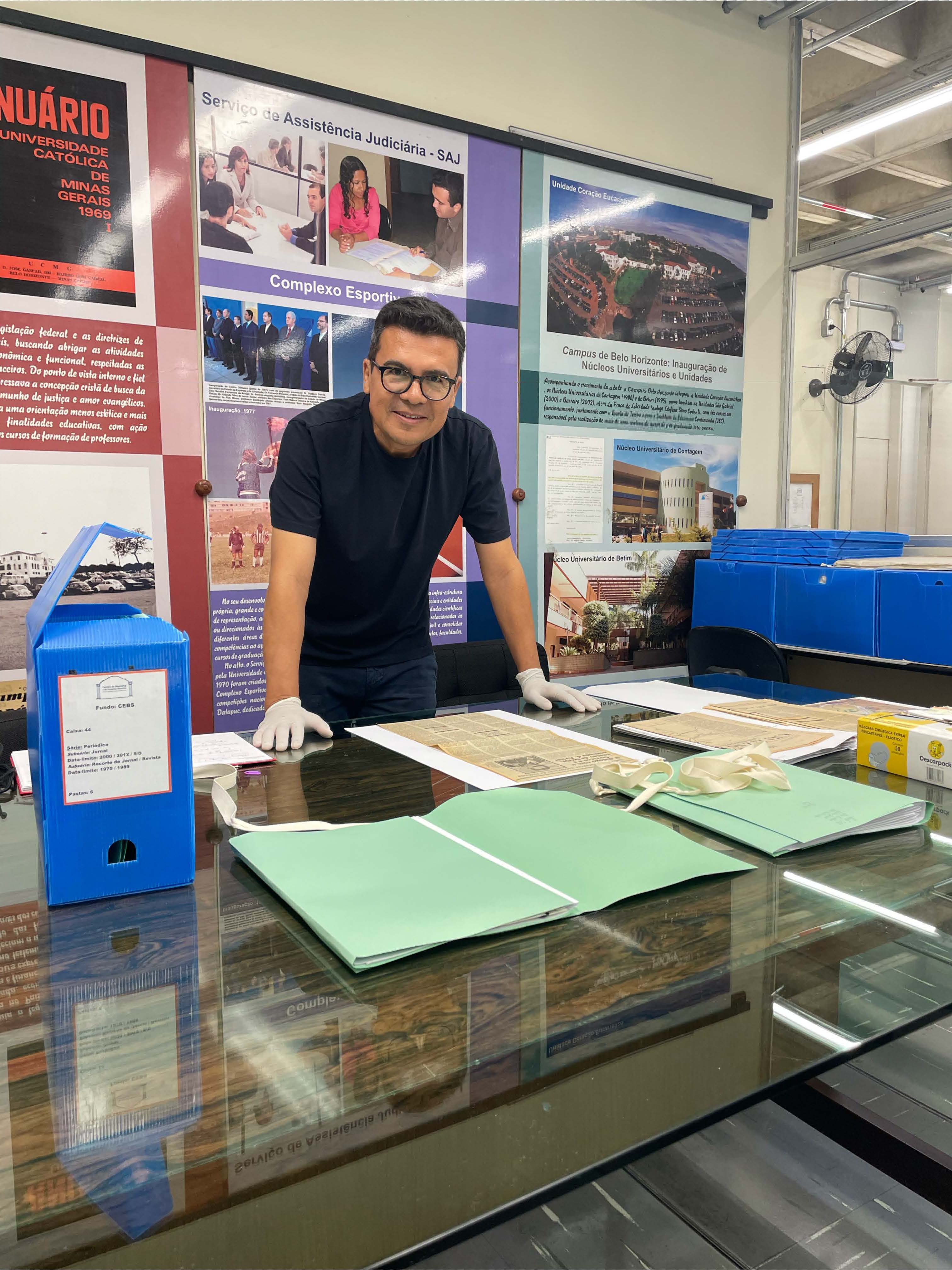 G. Angee in a historic archive in Sao Paolo, Brazil