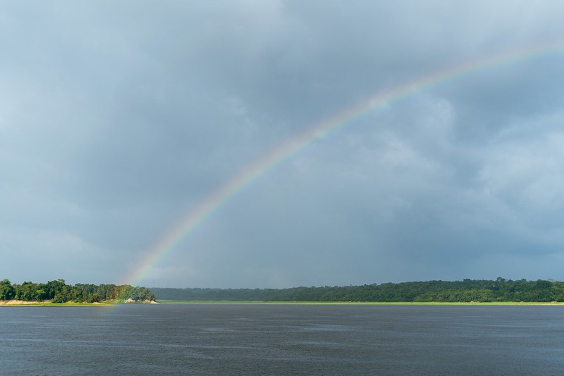 Rainbow over the Amazon River in Brazil.